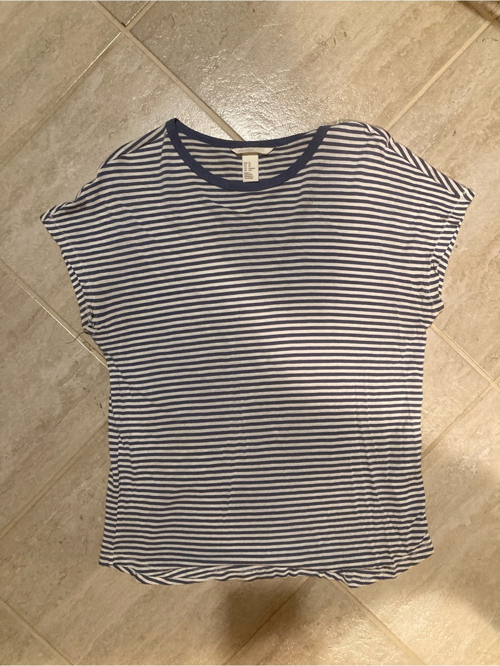 H&M Blue and White Striped Short Sleeve Tee